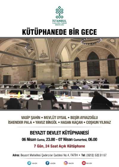 Kütüphanede Bir Gece Etkinliği Afişi